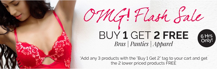 India Desire : Zivame 6 Hours Magic Cart Sale : [6PM To 12AM] Buy 1 Get 2 Free On Bras, Panties & Apparels